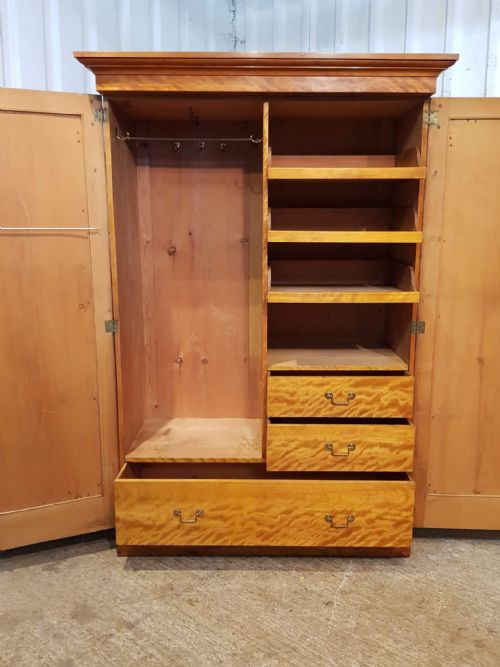fig 1. ANTIQUE VICTORIAN SATIN BIRCH DOUBLE WARDROBE COMPACTUM C1880