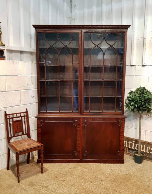 Antique Regency Mahogany Astragal Glazed Library Bookcase C1820