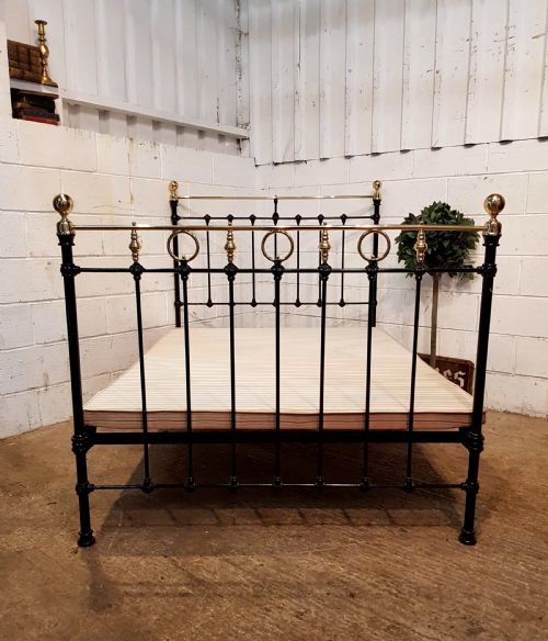Antique Victorian Brass & Iron Double Bed C1880