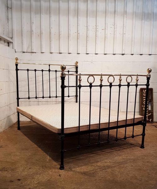 fig 1. ANTIQUE VICTORIAN BRASS & IRON DOUBLE BED C1880