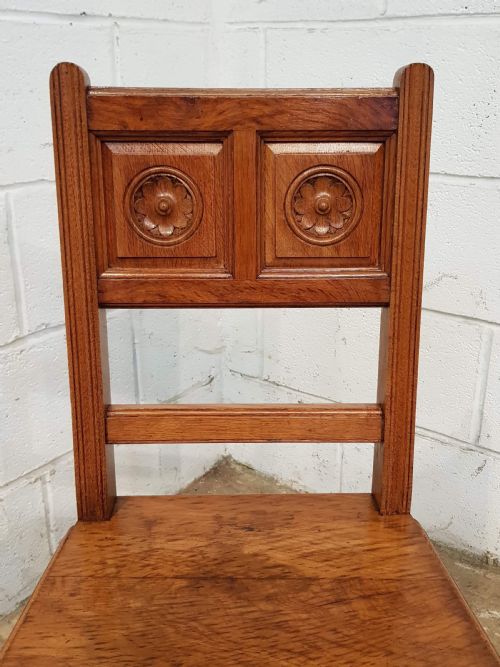 fig 1. ANTIQUE PAIR GOLDEN OAK ARTS & CRAFTS HALL CHAIRS C1900
