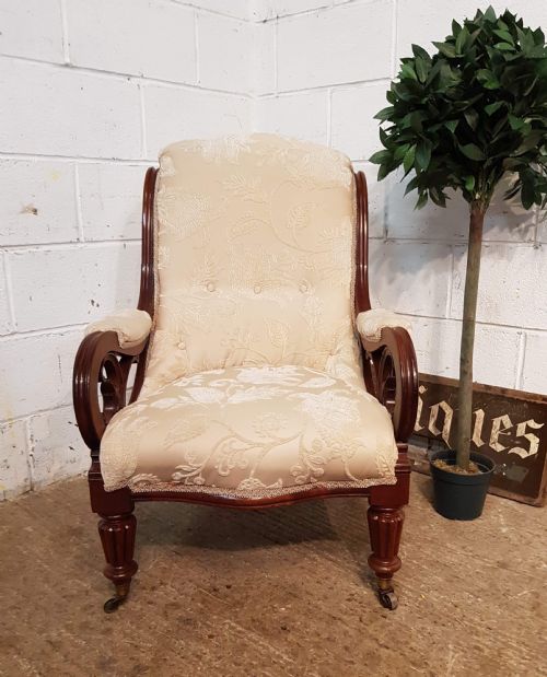 fig 2. ANTIQUE WILLIAM 1V MAHOGANY SCROLLED ARMCHAIR C1830