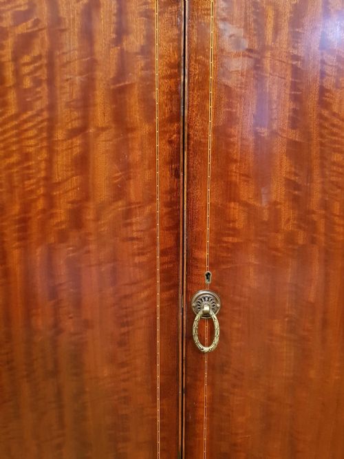 fig 2. ANTIQUE BOW FRONT FIGURED MAHOGANY DOUBLE WARDROBE C1920