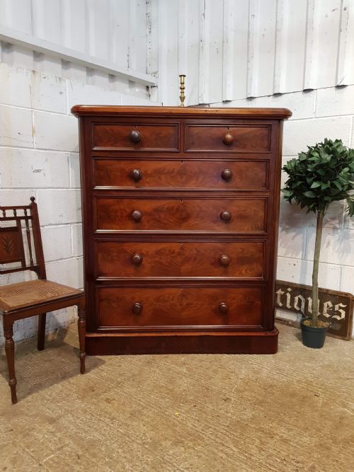 Antique Victorian Tall Mahogany Chest of Drawers C1880