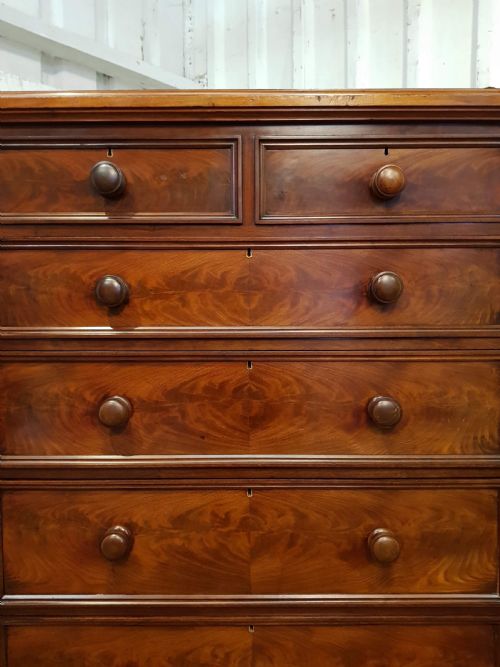fig 2. ANTIQUE VICTORIAN TALL MAHOGANY CHEST OF DRAWERS C1880