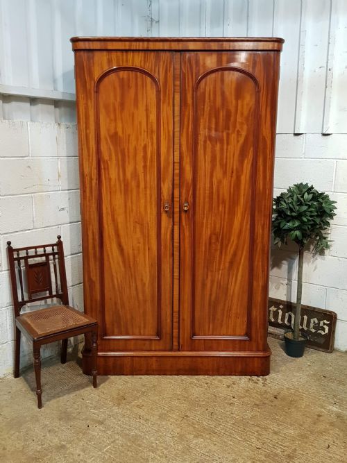 Antique Victorian Mahogany Double Wardrobe C1880