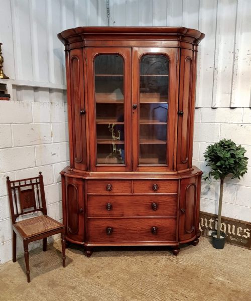 Antique Victorian Mahogany Library Bookcase on Chestnof Drawers C1880