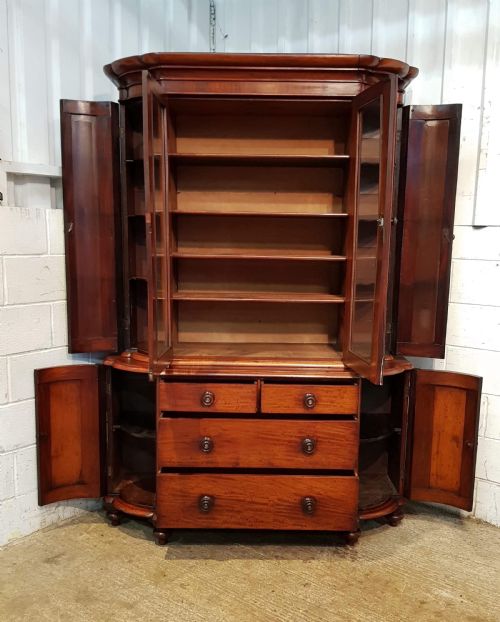 fig 2. ANTIQUE VICTORIAN MAHOGANY LIBRARY BOOKCASE ON CHESTNOF DRAWERS C1880
