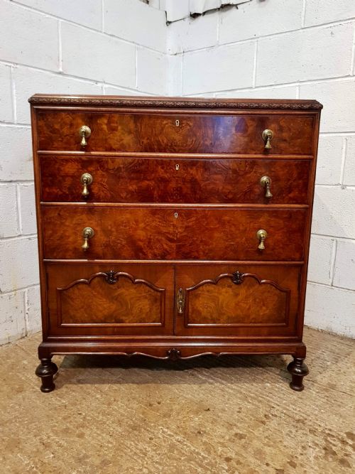 Antique Burr Walnut Queen Anne Tallboy Chest of Drawers C1920