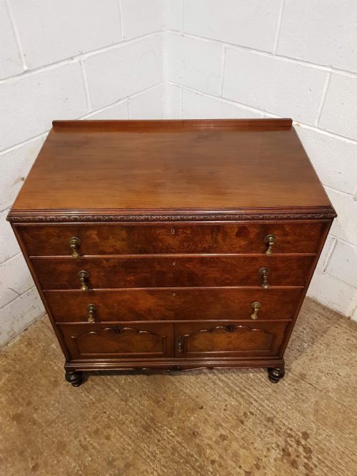 fig 1. ANTIQUE BURR WALNUT QUEEN ANNE TALLBOY CHEST OF DRAWERS C1920