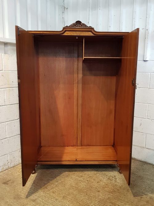 fig 2. ANTIQUE BURR WALNUT ART DECO DOUBLE WARDROBE C1920