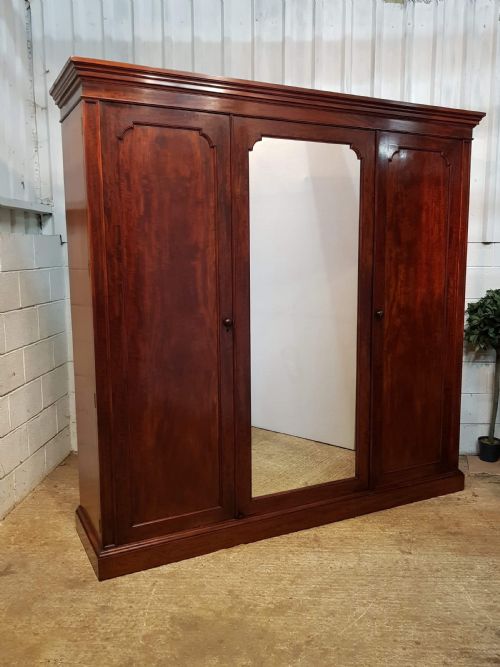 fig 1. ANTIQUE LARGE VICTORIAN MAHOGANY TRIPLE WARDROBE C1880