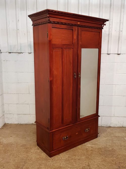 Antique Edwardian Inlaid Mahogany Wardrobe Compactum C1900