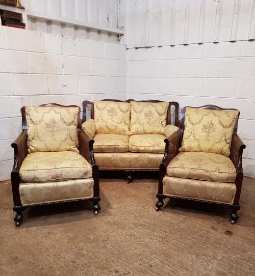 Superb Antique Mahogany Bergere Salon Suite C1910