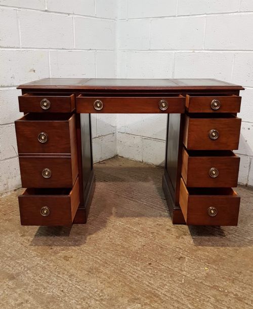 fig 1. ANTIQUE ONE PIECE MAHOGANY TWIN PEDASTAL DESK C1920
