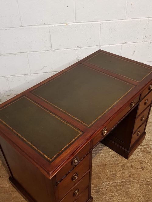 fig 2. ANTIQUE ONE PIECE MAHOGANY TWIN PEDASTAL DESK C1920
