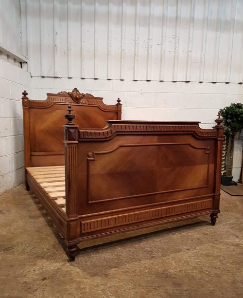 Antique 19th Century French Walnut Double Bed C1890