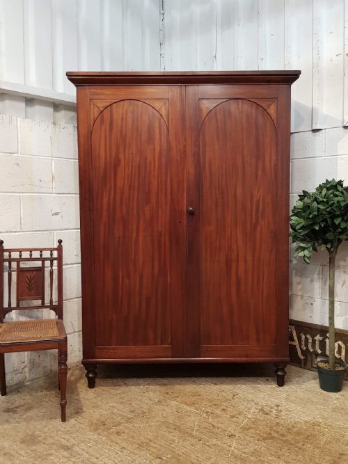 Antique Victorian Mahogany Low Double Wardrobe C1880