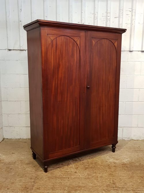 fig 1. ANTIQUE VICTORIAN MAHOGANY LOW DOUBLE WARDROBE C1880