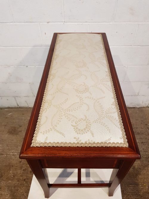 fig 1. ANTIQUE EDWARDIAN INLAID MAHOGANY DUET PIANO STOOL C1900