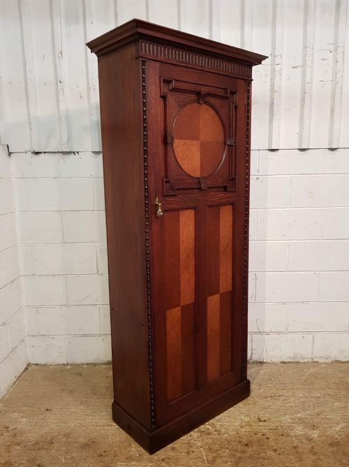 Antique Art Deco Oak Hall Wardrobe C1910