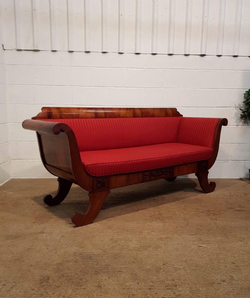 fig 2. ANTIQUE REGENCY MAHOGANY SCROLL ARM FLAT BACK SOFA C1820
