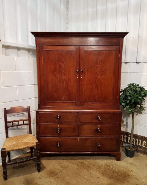 Antique Late 18th Century Country Oak Clothes Press C1780