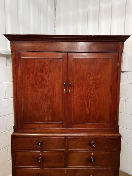 fig 2. ANTIQUE LATE 18TH CENTURY COUNTRY OAK CLOTHES PRESS C1780