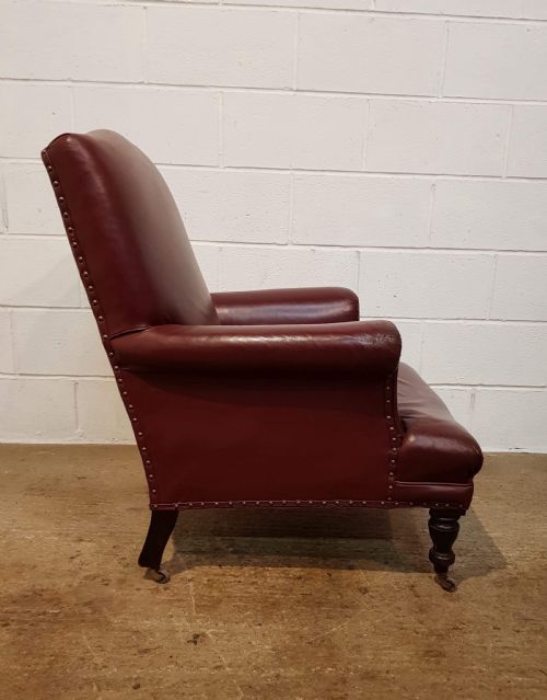 fig 2. ANTIQUE VICTORIAN BROWN HIDE LEATHER GENTLEMANS ARMCHAIR C1880