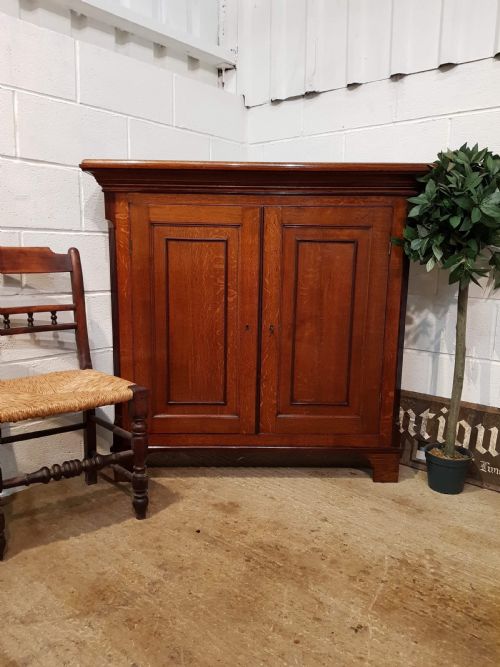 Antique 18th Century Oak and Mahogany Slim Double Fronted Cabinet C1780