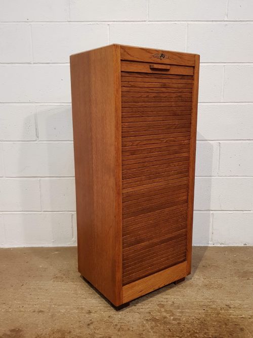 Antique Golden Oak Tambour Fronted Filing Cabinet C1920