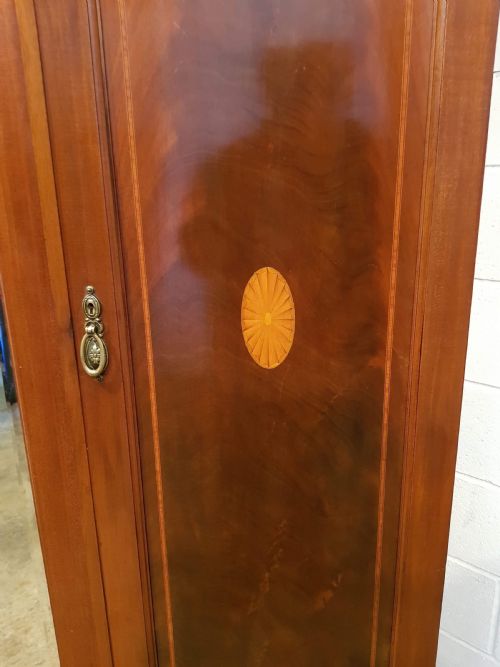 fig 1. ANTIQUE EDWARDIAN MAHOGANY INLAID TRIPLE WARDROBE C1900