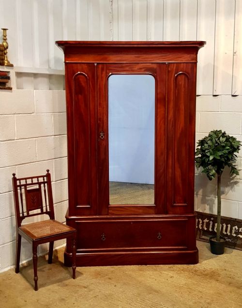 Antique Victorian Mahogany Double Wardrobe C1880