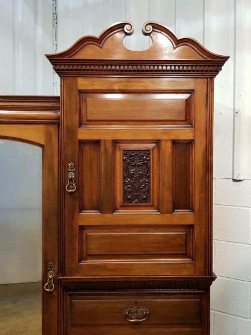 fig 1. ANTIQUE ART NOUVEAU WALNUT COMBINATION WARDROBE C1900