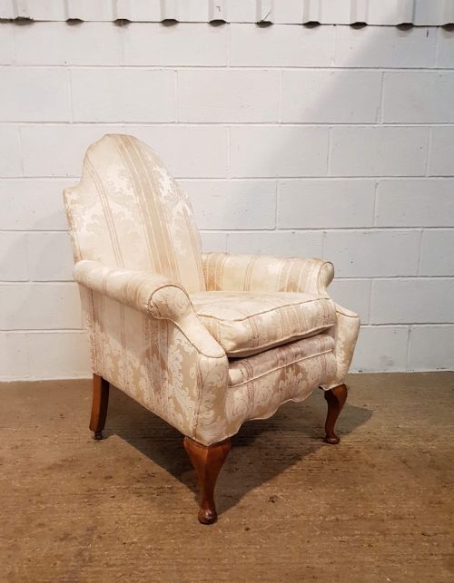 fig 2. ANTIQUE PAIR QUEEN ANNE STYLE ARMCHAIRS C1900