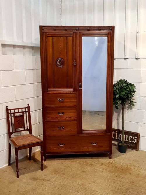 Antique Arts & Crafts Ash Combination Wardrobe by Marsh, Jones & Cribb C1890