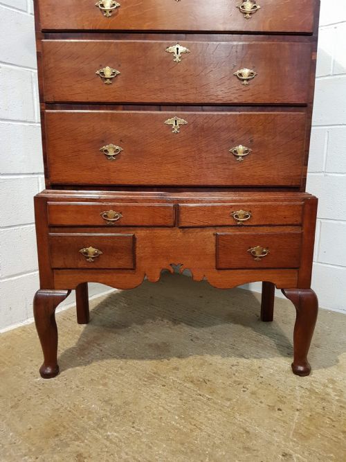 fig 1. ANTIQUE 18TH CENTURY PERIOD OAK CHEST ON STAND C1760