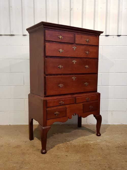 fig 2. ANTIQUE 18TH CENTURY PERIOD OAK CHEST ON STAND C1760