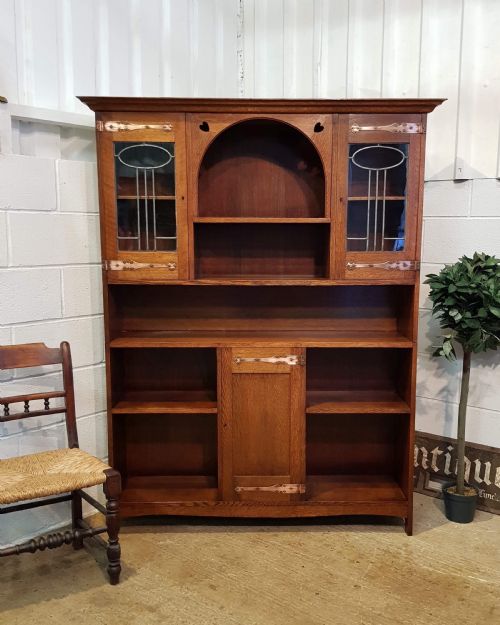 Antique Victorian Arts & Crafts Oak Bookcase C1890