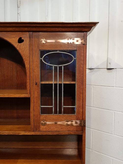 fig 1. ANTIQUE VICTORIAN ARTS & CRAFTS OAK BOOKCASE C1890
