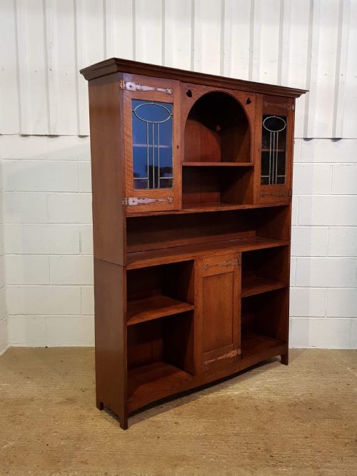 fig 2. ANTIQUE VICTORIAN ARTS & CRAFTS OAK BOOKCASE C1890