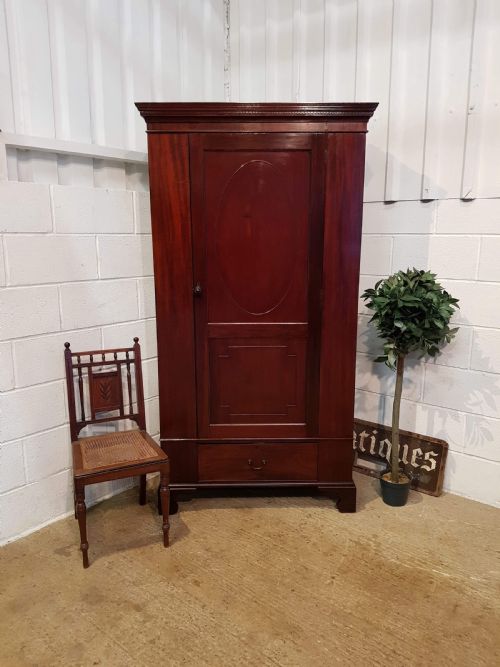 Antique Edwardian Mahogany Single Wardrobe C1900