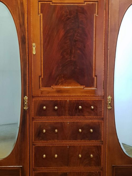 fig 1. ANTIQUE EDWARDIAN MAHOGANY TRIPLE WARDROBE COMPACTUM C1900