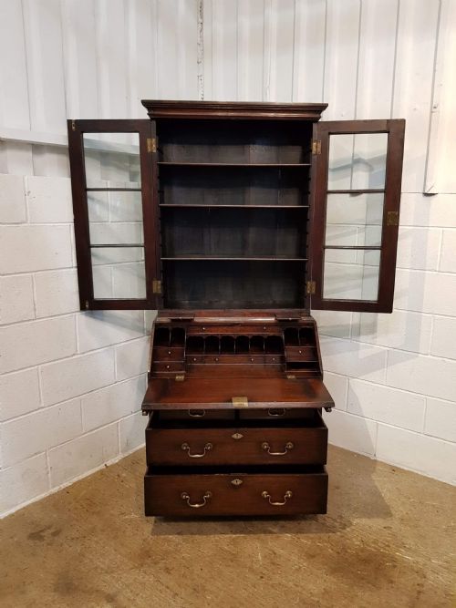 fig 1. ANTIQUE GEORGIAN COUNTRY OAK BUREAU BOOKCASE C1780