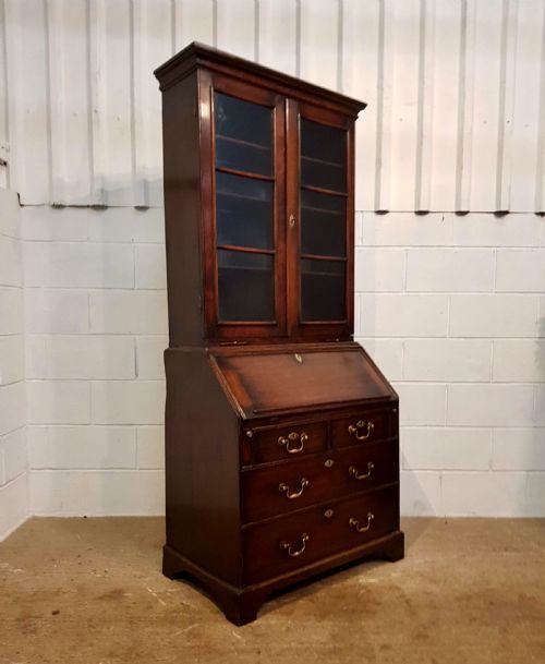 fig 2. ANTIQUE GEORGIAN COUNTRY OAK BUREAU BOOKCASE C1780
