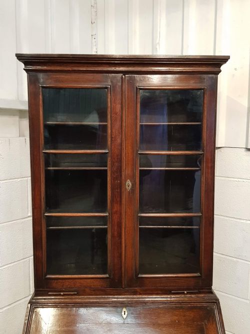 fig 3. ANTIQUE GEORGIAN COUNTRY OAK BUREAU BOOKCASE C1780
