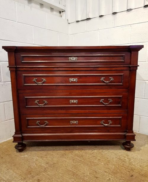 fig 1. ANTIQUE 19TH cENTURY FRENCH MAHOGANY CHEST OF DRAWERS C1880