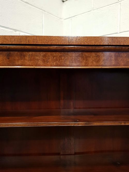 fig 1. ANTIQUE BURR ELM AND MAHOGANY OPEN BOOKCASE C1920