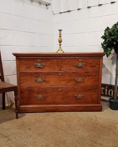 Antique Edwardian Satinwood & Satin Birch Chest of Drawers C1900