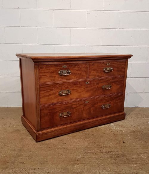 fig 2. ANTIQUE EDWARDIAN SATINWOOD & SATIN BIRCH CHEST OF DRAWERS C1900